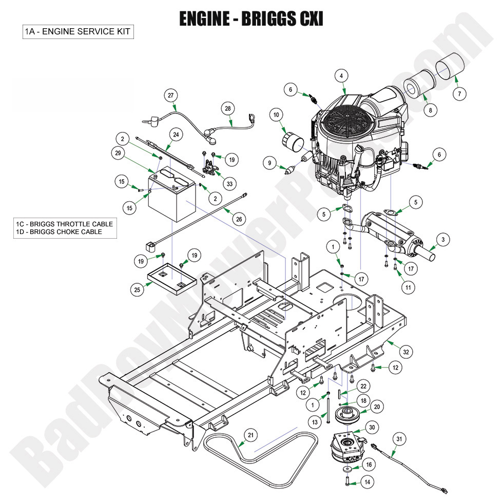 3341 - Bad Boy Mower Parts Lookup > 2024 > Maverick > Engine - Briggs CXI